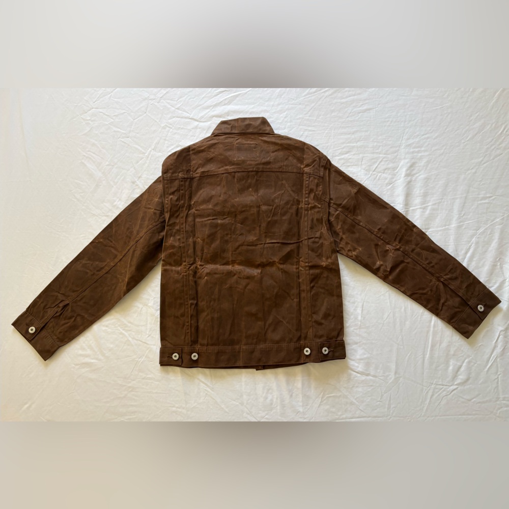 NWOT-Carre Label Brown Waxed Cotton Workwear Utility Jacket Vintage Style - Picture 2 of 13